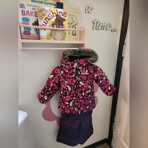 Floral Winter Coat with Fur Hood 12m